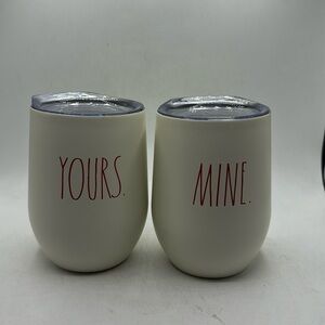 Rae Dunn Set Mine and Yours Wine Glasses
